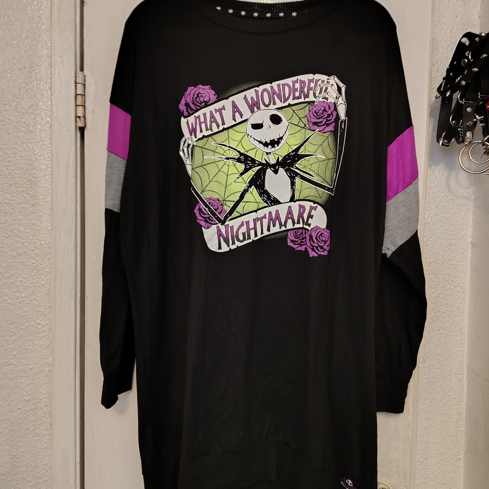Hot Topic Black and Purple Long Sleeve Dress